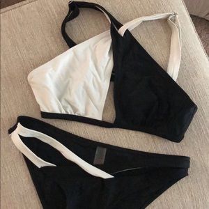 Black and white cross bikini